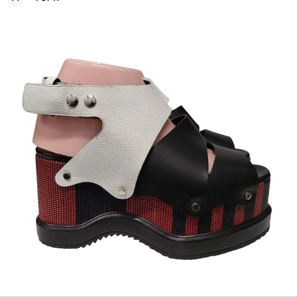 Proenza Schouler Shoes - Proenza Schouler Colorblock Platform Wedge Leather Shoes Sz 38 / US 8